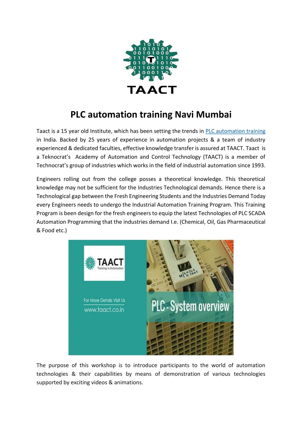 plc automation training navi mumbai
