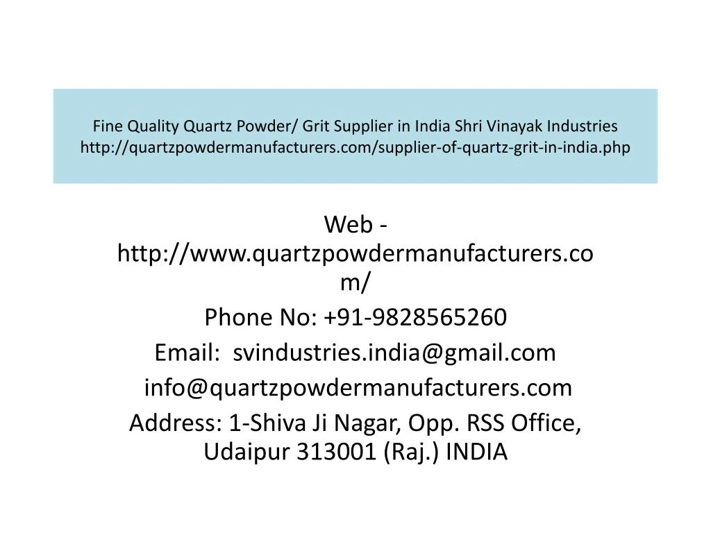 fine quality quartz powder grit supplier in india