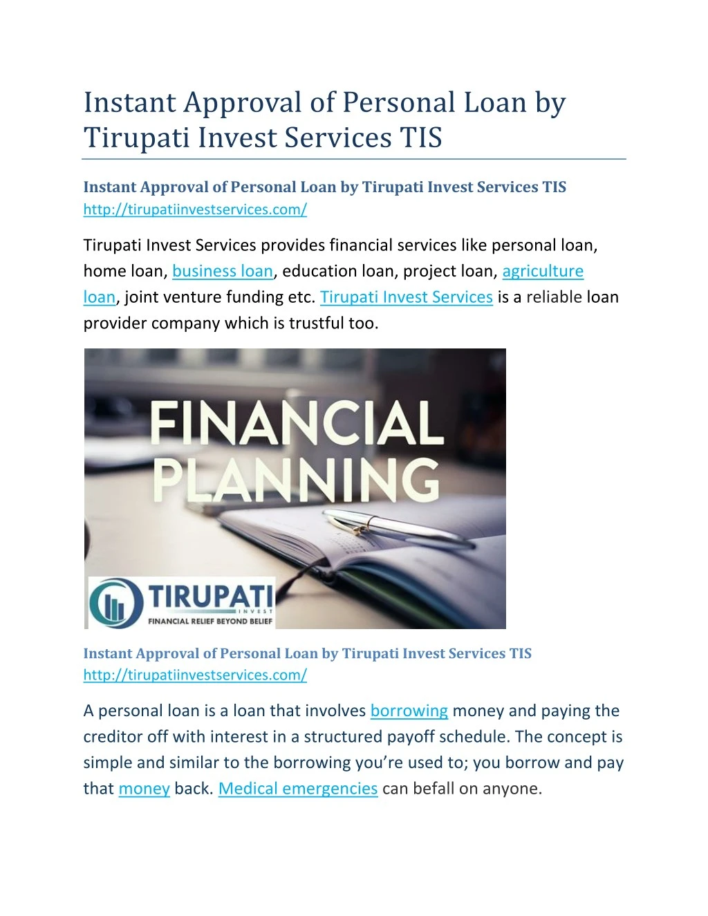 instant approval of personal loan by tirupati