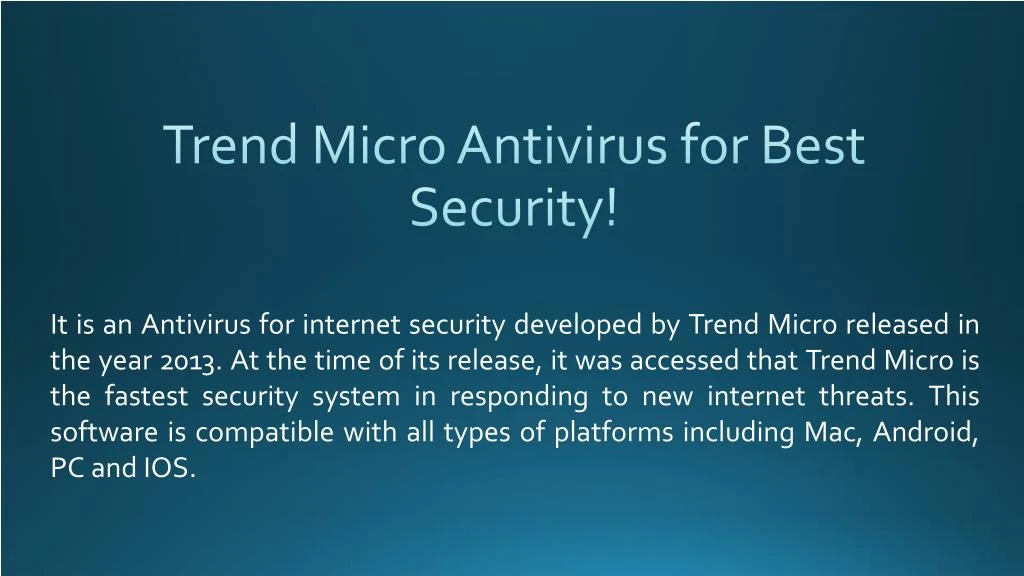 trend micro antivirus for best security