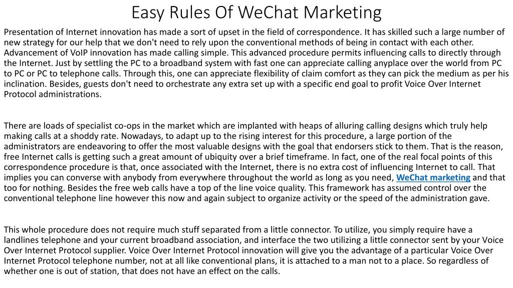 easy rules of wechat marketing