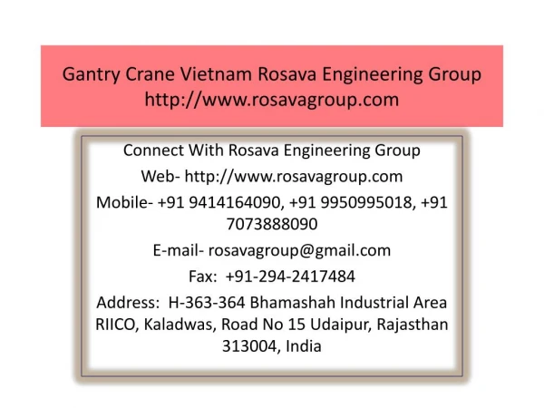 Gantry Crane Vietnam Tập đoàn kỹ thuật Rosava