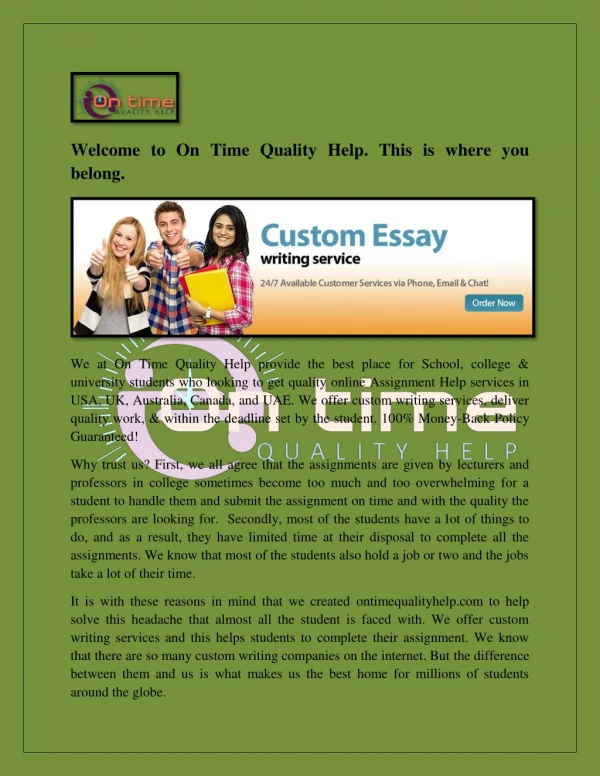 Online Essay writing Services - On Time Quality Help