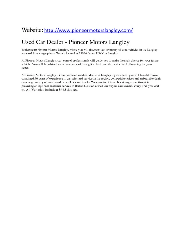 Used Cars dealer Langley