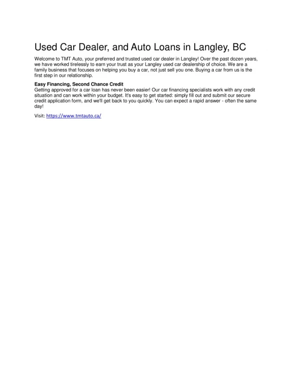Car with Bad credit loan Langley