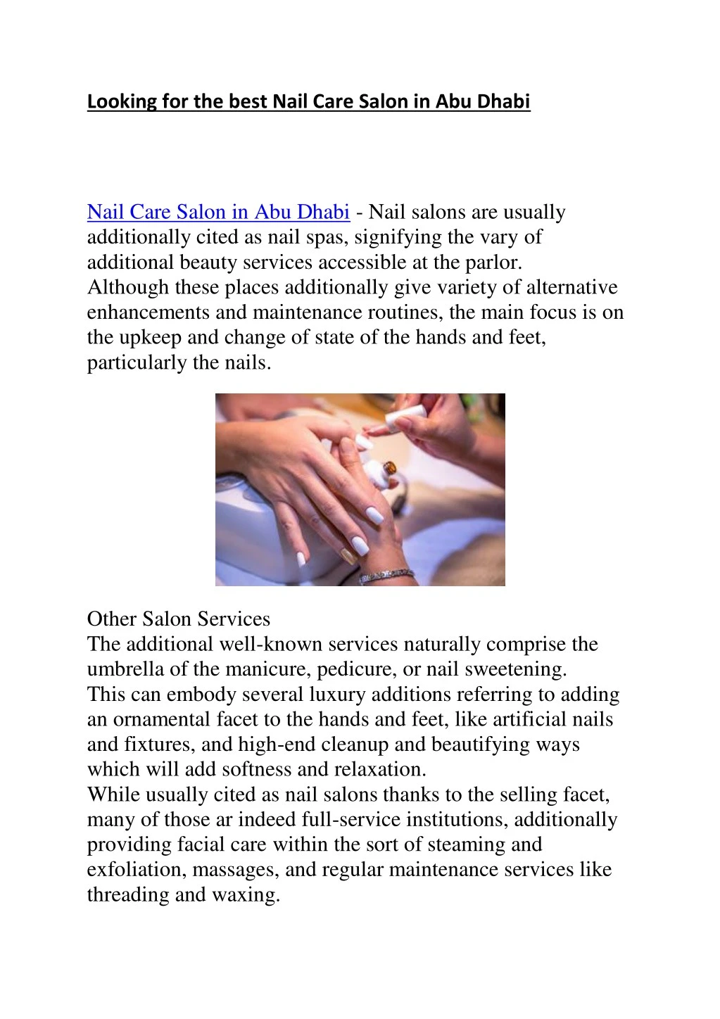looking for the best nail care salon in abu dhabi