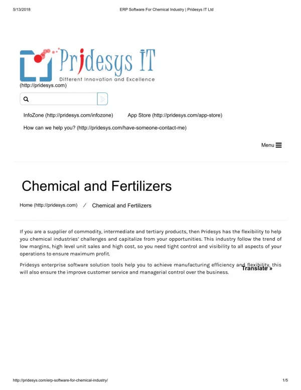 ERP Software For Chemical Industry | Pridesys IT Ltd