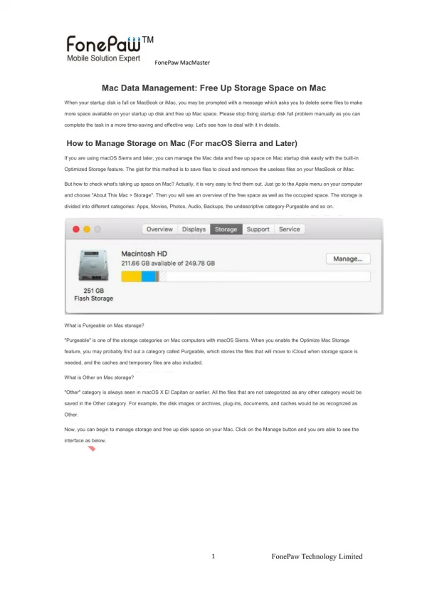 Mac Data Management Free Up Storage Space on Mac