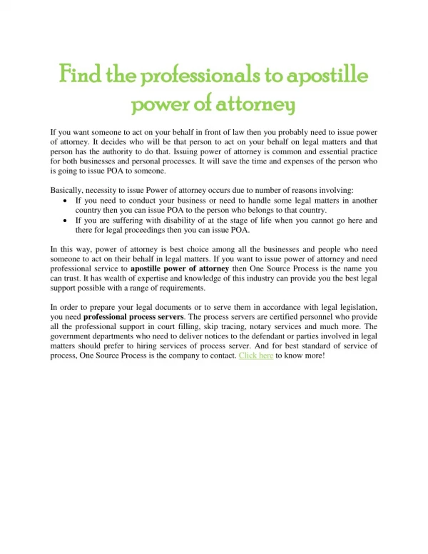 Find the professionals to apostille power of attorney