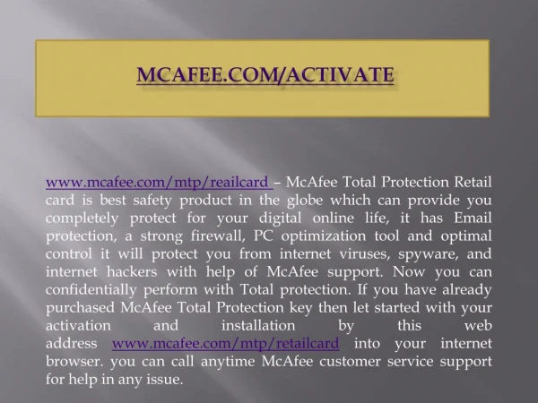 McAfee.com/Activate - East steps to Download, Install and Use McAfee