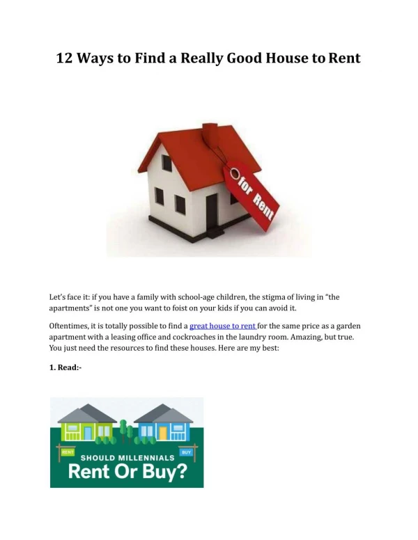 12 Ways to Find a Really Good House to Rent