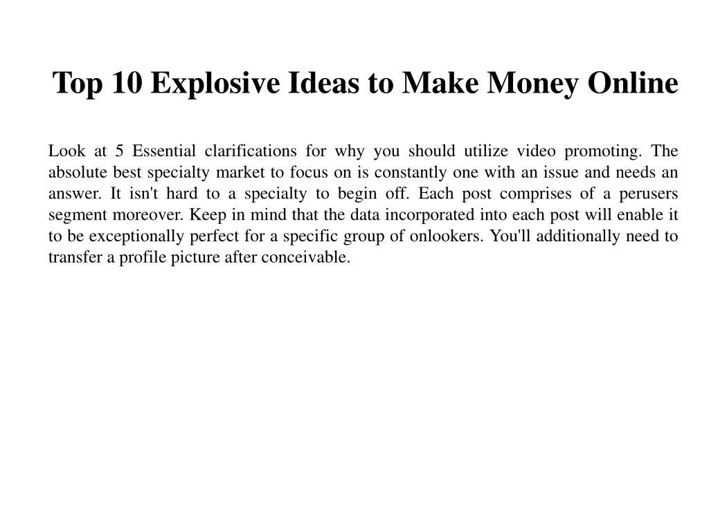 top 10 explosive ideas to make money online