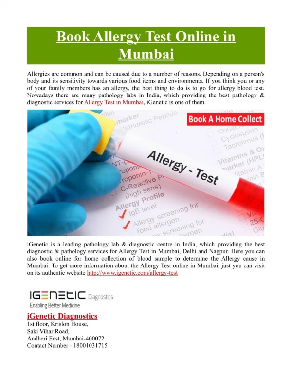 Book Allergy Test Online in Mumbai