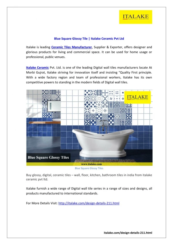 Blue Square Glossy Tile | Italake Ceramic Pvt Ltd