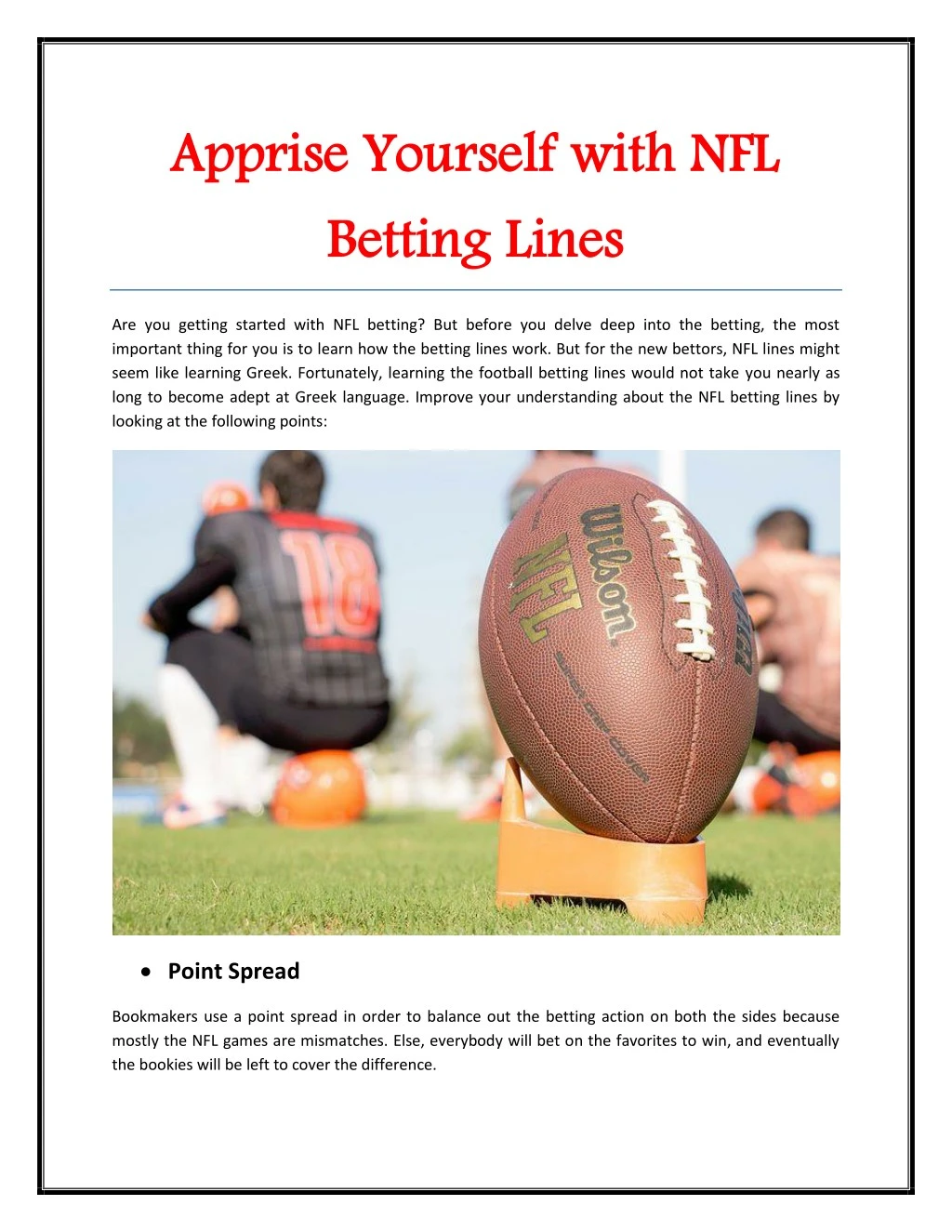 apprise yourself with nfl betting lines