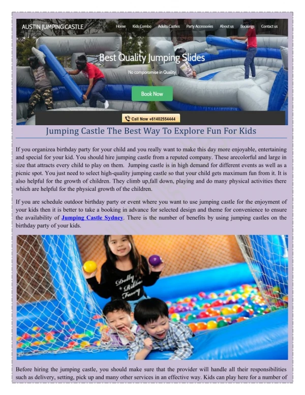 Do you need to Hire Jumping Castle Sydney