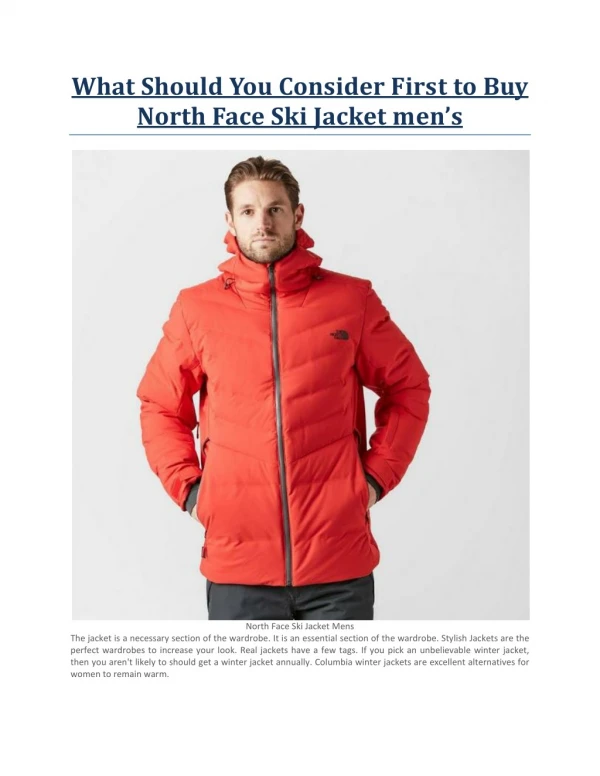 North Face Ski Jacket Mens 