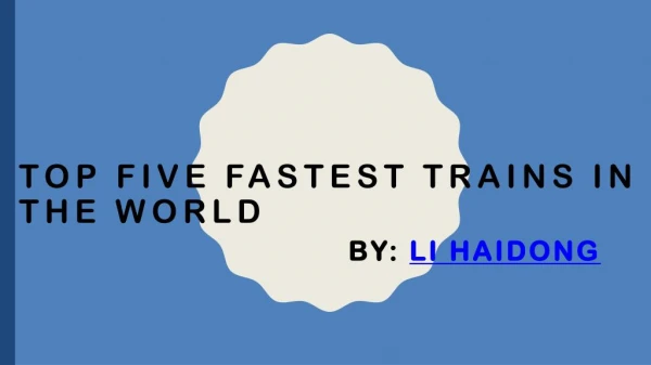 Fastest Trains in the World by Li Haidong Singapore