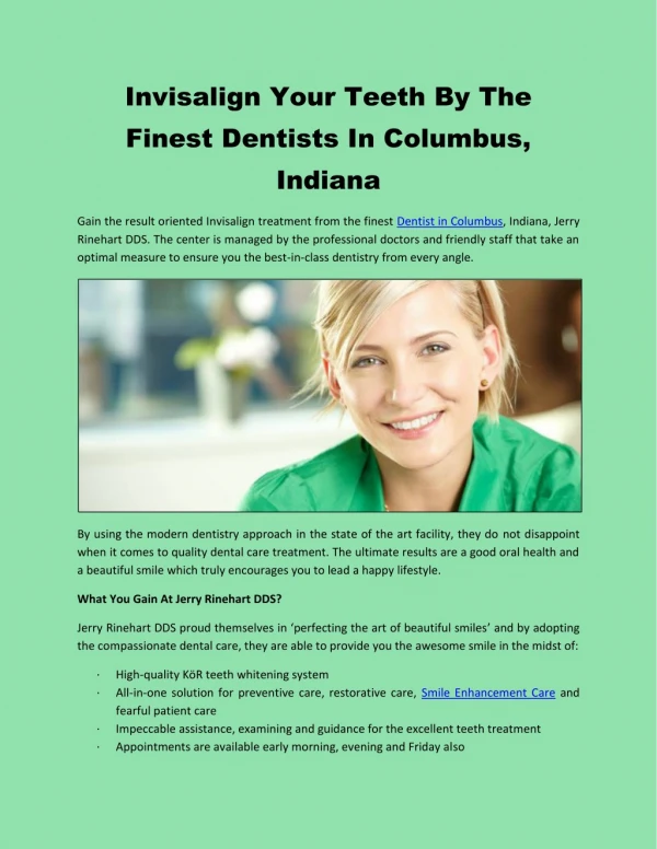 Invisalign Your Teeth By The Finest Dentists In Columbus, Indiana