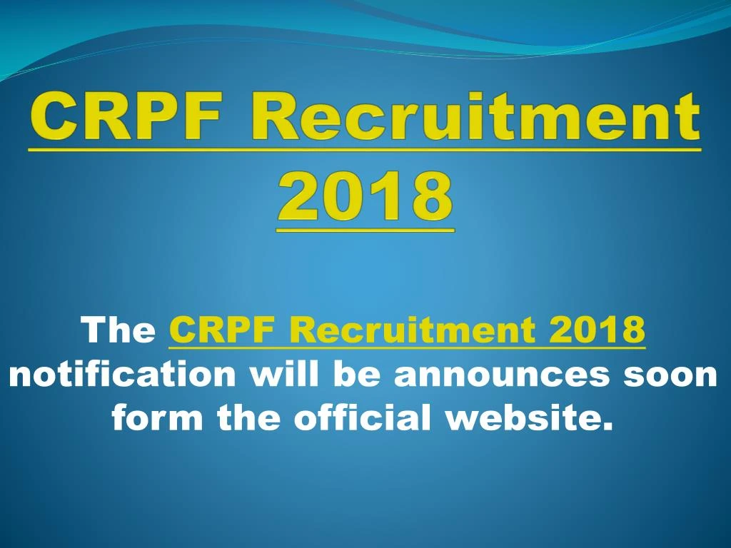 crpf recruitment 2018