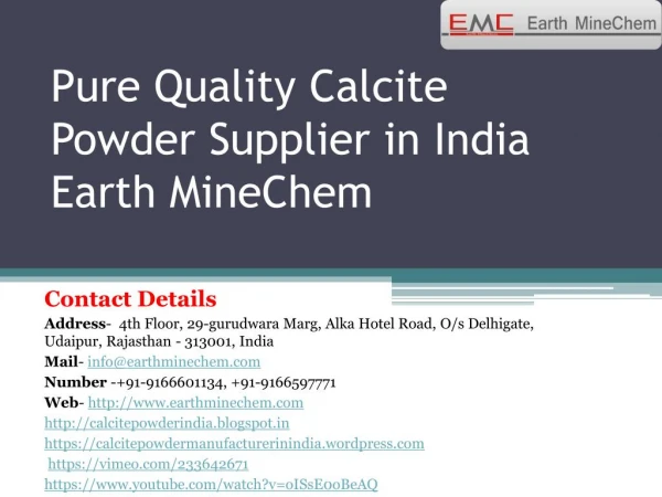 Pure Quality Calcite Powder Supplier in India Earth MineChem