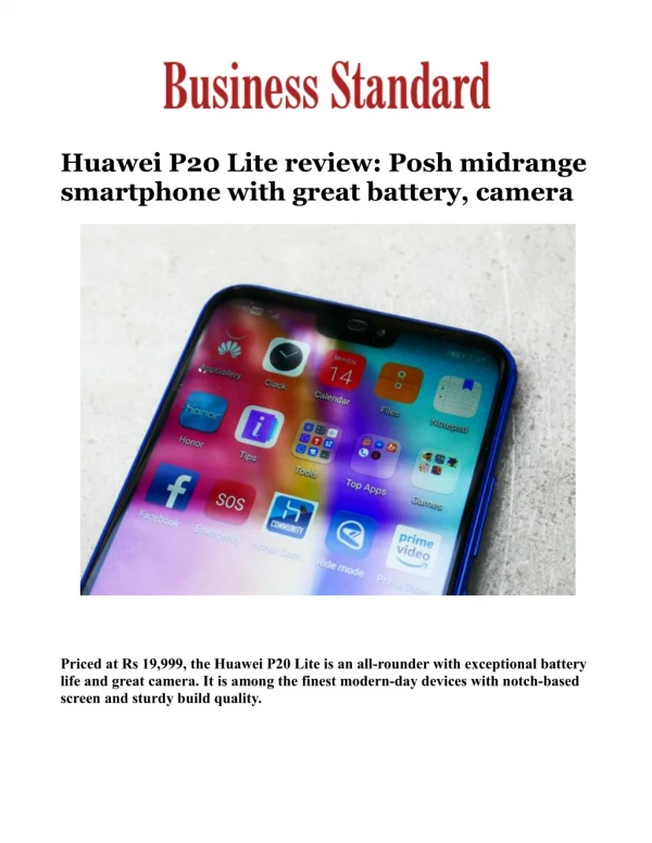 Huawei P20 Lite review: Posh midrange smartphone with great battery, camera 