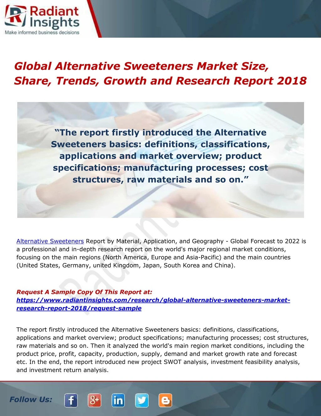 global alternative sweeteners market size share