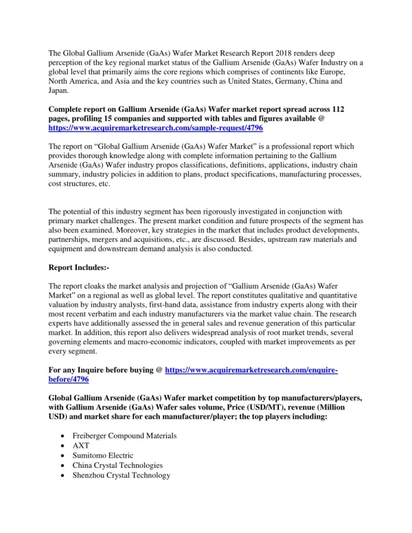the global gallium arsenide gaas wafer market