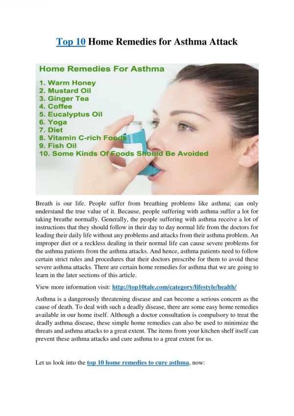 Top 10 Home Remedies For Asthma Attack