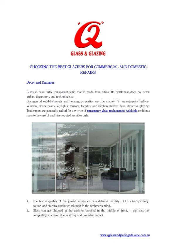 CHOOSING THE BEST GLAZIERS FOR COMMERCIAL AND DOMESTIC REPAIRS