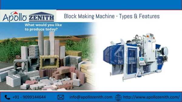 Block Making Machine - Types & Features