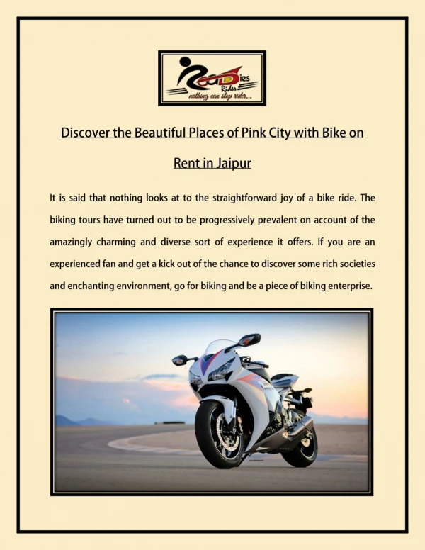 Discover the Beautiful Places of Pink City with Bike on Rent in Jaipur