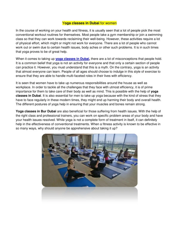 Yoga classes in Dubai for women
