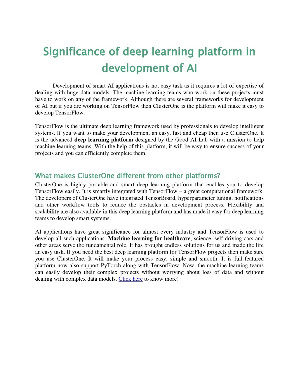 significance of deep learning platform