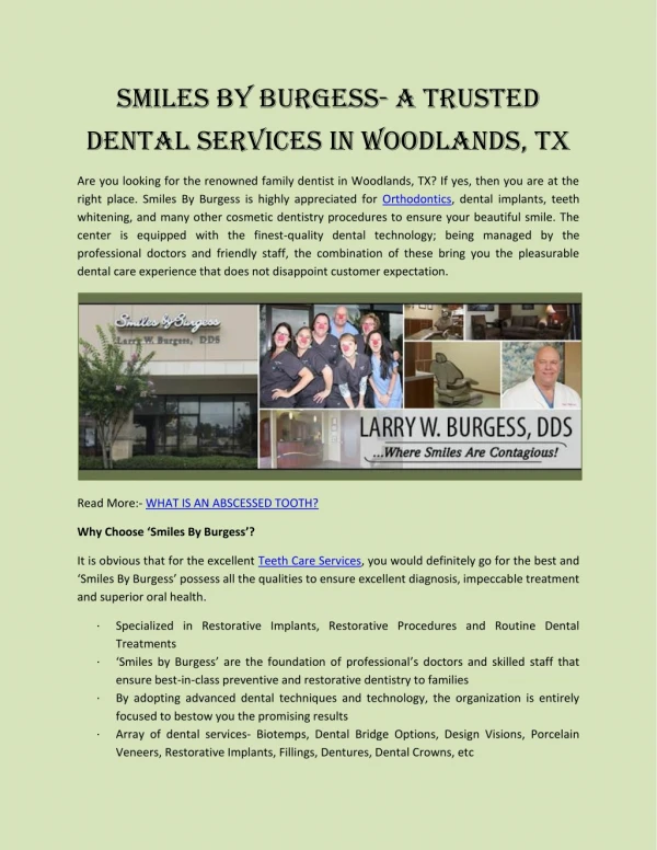 Get Trusted Dental Services In The Woodlands, TX