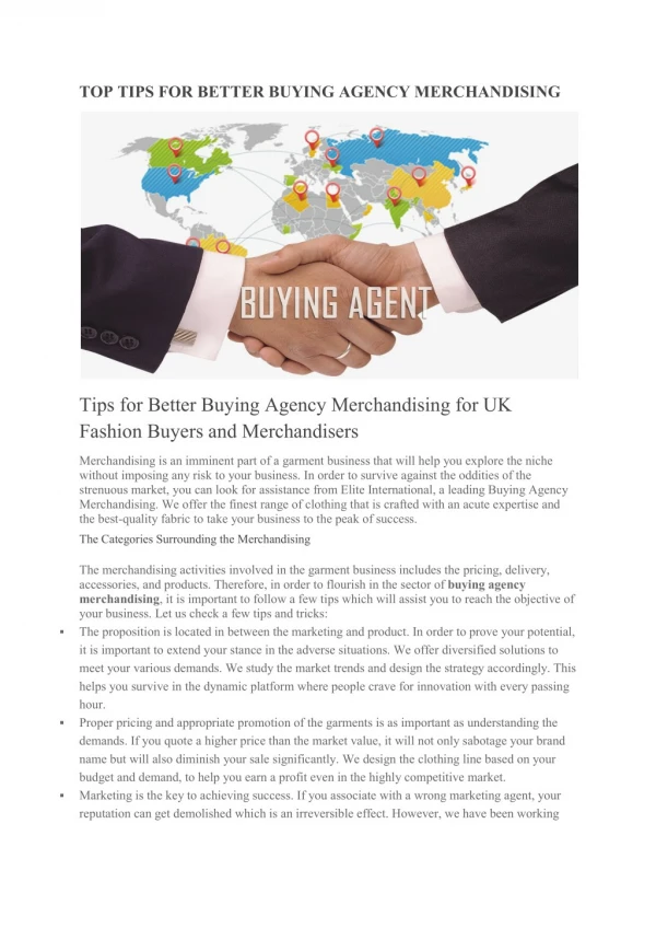 Tips for Better Buying Agency Merchandising for UK Fashion Buyers and Merchandisers