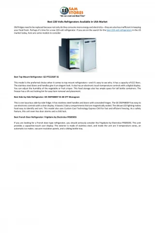 Best 220 Volts Refrigerators Available in USA Market - slide 1