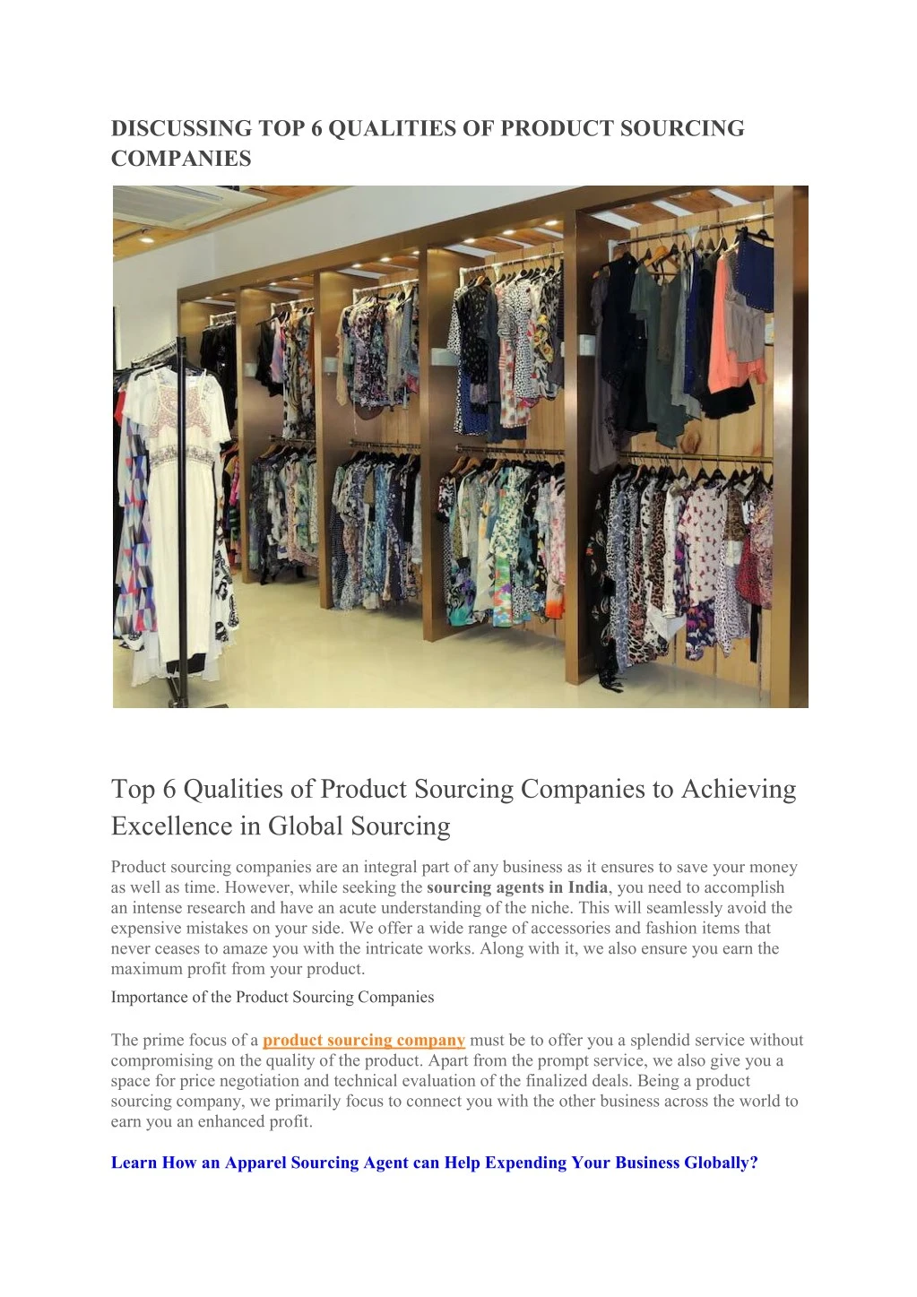 discussing top 6 qualities of product sourcing