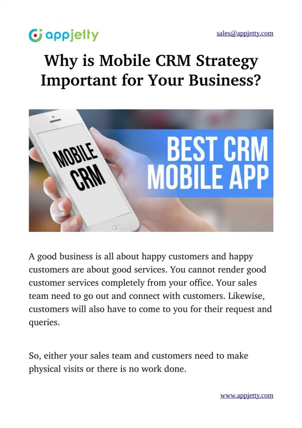 Why is Mobile CRM Strategy Important for Your Business?