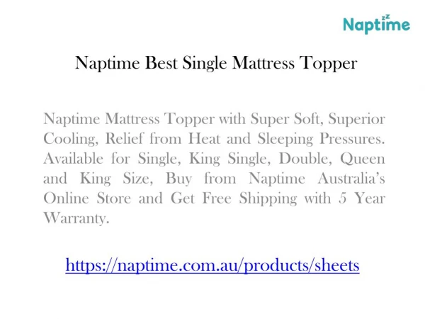 Naptime King Single Mattress Topper