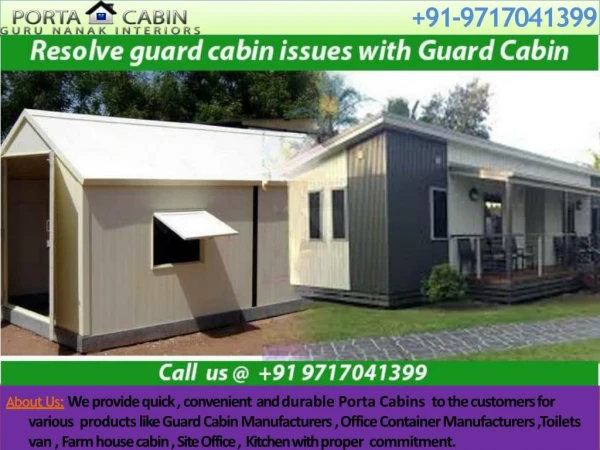 Resolve guard cabin issues with Guard Cabin Manufacturers