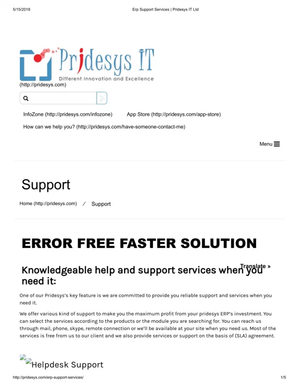 Erp Support Services | Pridesys IT Ltd