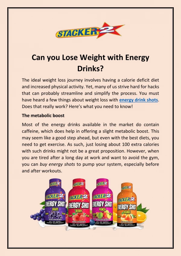 Can you Lose Weight with Energy Drinks?