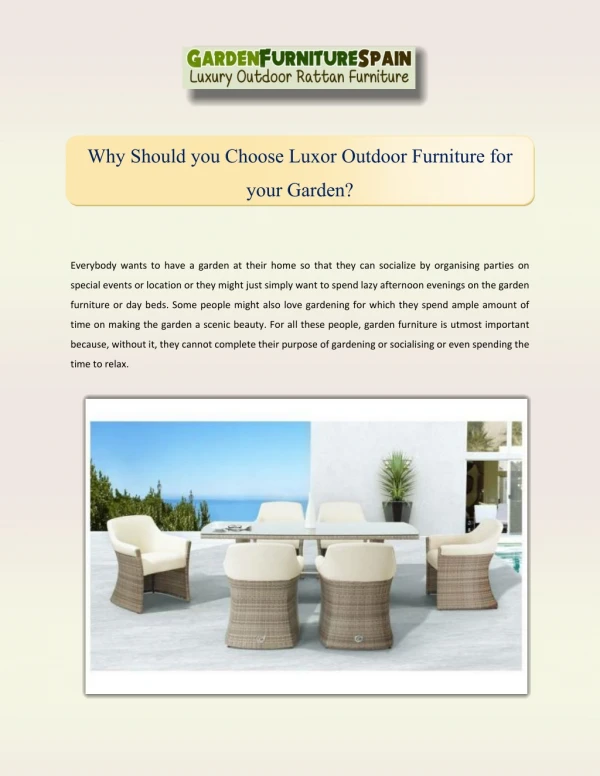 Why Should you Choose Luxor Outdoor Furniture for your Garden?