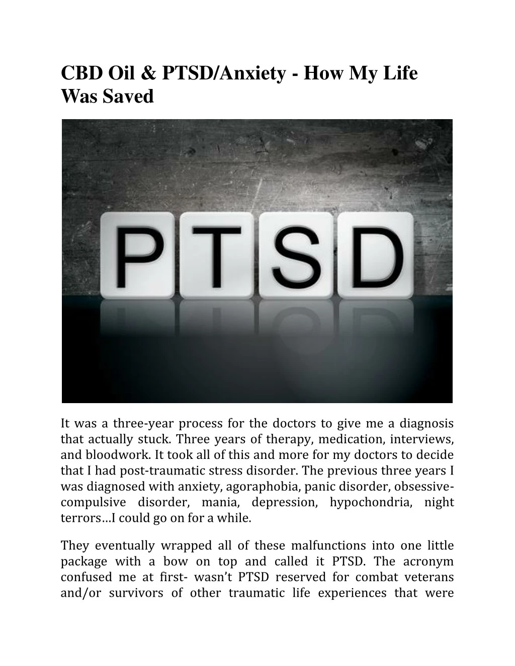 cbd oil ptsd anxiety how my life was saved