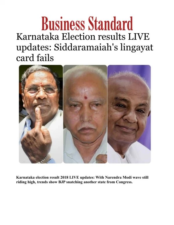 Karnataka Election results LIVE updates: Siddaramaiah's lingayat card fails