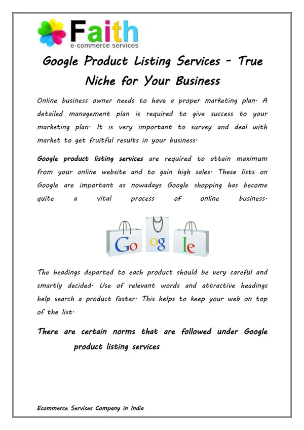 Google Product Listing Services - True Niche for Your Business