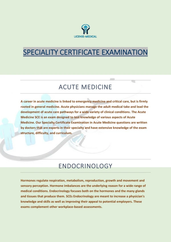 Speciality Certificate Exam SCE Infectious Diseases