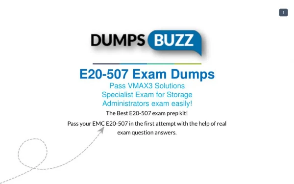 E20-507 PDF Test Dumps - Free EMC E20-507 Sample practice exam questions
