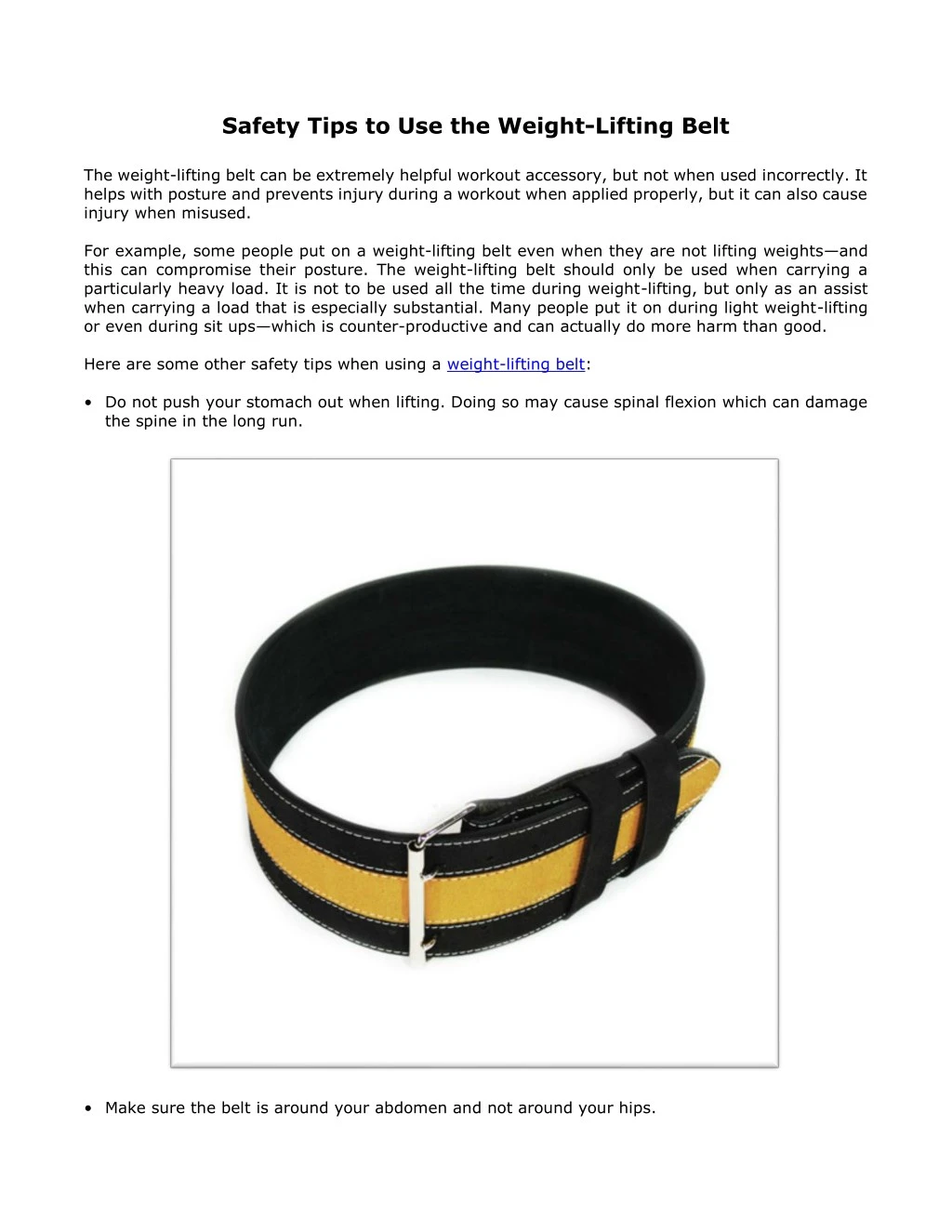 safety tips to use the weight lifting belt